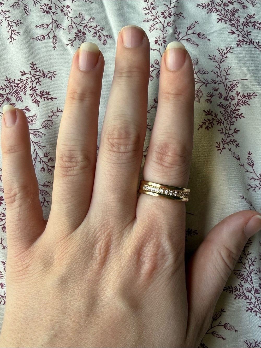 Gold Tone Stacked Crystal Band Ring - Women Jewelry